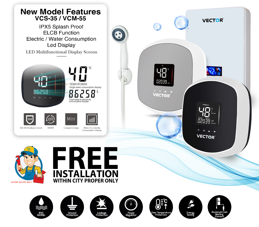 Vector VCS-35D 3.5 Kw Singlepoint Instant Electric Water Heater