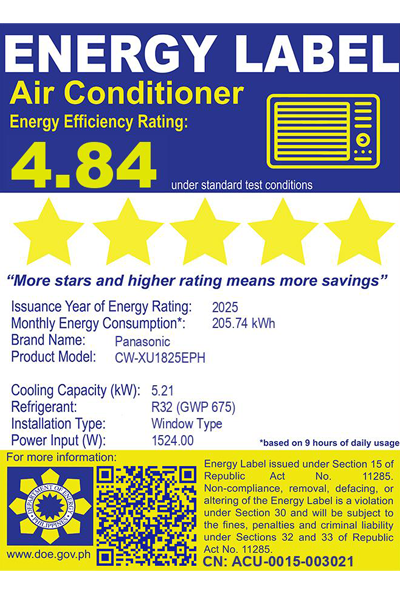 Panasonic CW-XU1825EPH 2.0 HP Full DC Window Type Inverter Air Conditioner with nanoe™ X Technology